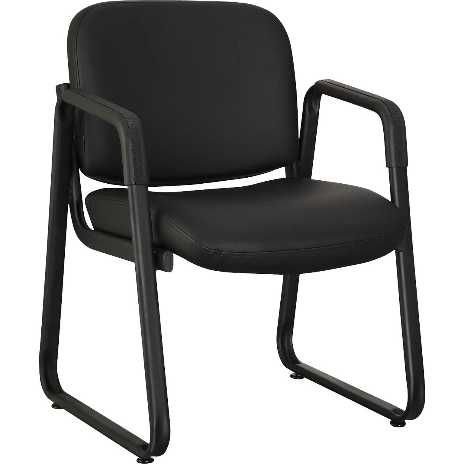 Lorell Black Leather Guest Chair; Black