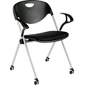 Alera® Plus™ SL Series Nesting Stack Chair With Loop Arms & Casters; Black