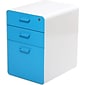 Poppin Stow 3-Drawer Mobile Vertical File Cabinet, Letter/Legal Size, Lockable, 24"H x 15.75"W x 20"D, White and Blue (100429)