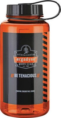 Ergodyne® Chill-Its® 1 Liter Wide Mouth Plastic Water Bottle, Orange