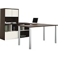 Contempo U-Shaped desk with storage unit in Tuxedo & Sandstone