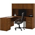 Bestar® Embassy Collection 66W L-Shaped Workstation w/Hutch & 2 Pedestals, Tuscany Brown (60853-63)