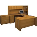 Bestar® Embassy Collection in Cappuccino Cherry; U-Shaped Workstation w/ Hutch, 2 Pedestals & File