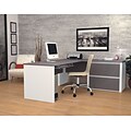 Bestar Connexion Collection 71W L-Shaped Desk with Oversize Pedestal, Sandstone and Slate (93862-59