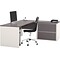 Bestar Connexion Collection 71W L-Shaped Desk with Oversize Pedestal, Sandstone and Slate (93862-59