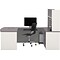 Bestar Connexion Collection 71 U-Shaped Desk with Oversize Pedestal and Hutch, Sandstone/Slate (938