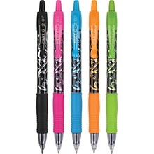 Pilot G2 Fashion Collection Retractable Gel Pens, Fine Point, Assorted Ink, 5/Pack (31382)