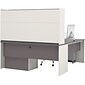 Bestar Connexion Collection 71"W L-Shaped Desk with Oversize Pedestal and Hutch, Sandstone and Slate (93867-59)