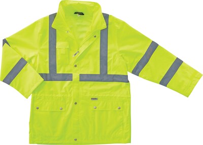 Ergodyne GloWear 8365 High Visibility Rain Jacket, ANSI Class R3, Lime, 2XL