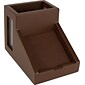 Victor Technology Wood Desk Accessories Pencil Cup/Note Holder, Mocha Brown, 4 1/2"H X 6 1/4"W X 4"D