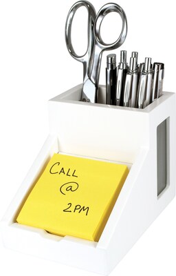 Victor Technology Wood Desk Accessories, Pencil & Pen Cup/Note Holder, Pure White