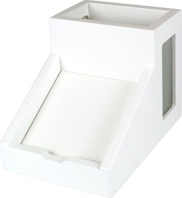 Victor Technology Wood Desk Accessories, Pencil & Pen Cup/Note Holder, Pure White