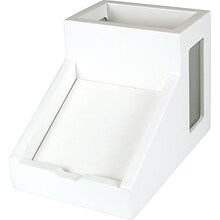 Victor Technology Wood Desk Accessories, Pencil & Pen Cup/Note Holder, Pure White