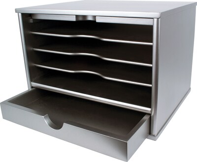Victor Technology Wood Desktop Organizer, Classic Silver