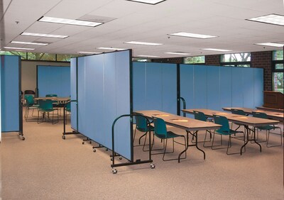 Screenflex® 5-Panel FREEstanding™ Portable Room Dividers; 8'H, Blue