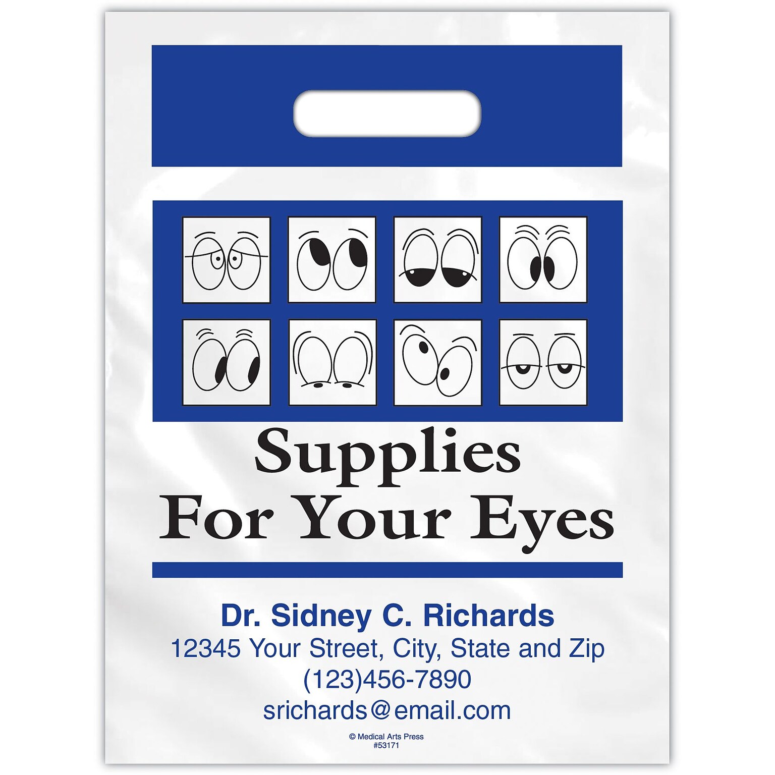 Medical Arts Press® Eye Care Personalized Large 2-Color Supply Bags; 9 x 13, Supplies For Your Eyes, 100 Bags, (53171)