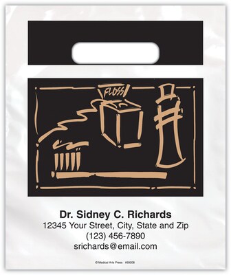 Medical Arts Press® Dental Personalized 2-Color Supply Bags; 7-1/2x9, Brush/Floss/Paste Graphics, 1