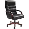 La-Z-Boy Horizon Collection High-Back Executive Chair; Black Leather, Cherry Frame