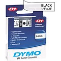 DYMO D1 43610 Printer Label, 1/2W, Black on Clear