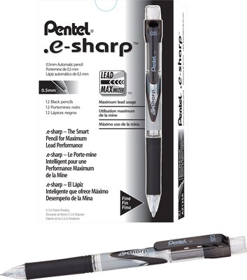 Pentel e-sharp Mechanical Pencil, 0.5mm, #2 Medium Lead, Dozen (AZ125A)