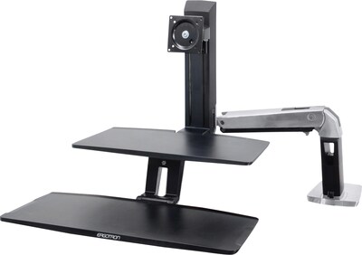 Ergotron 1/4 x 22 WorkFit-A Sit-Stand Workstation With Suspended Keyboard, Polished Aluminum