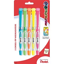 Pentel 24/7™ Highlighter, Chisel Tip, Assorted Barrel, Assorted Ink, 5/Pack