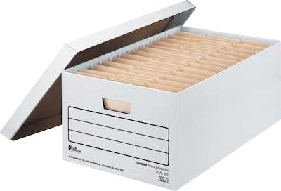 Quill Brand® 35% Recycled Corrugated Medium-Duty File Storage Boxes, Lift-Off Lid, Legal Size, White