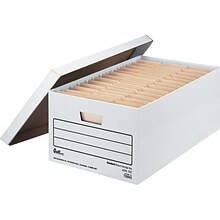 Quill Brand® 35% Recycled Corrugated Medium-Duty File Storage Boxes, Lift-Off Lid, Legal Size, White