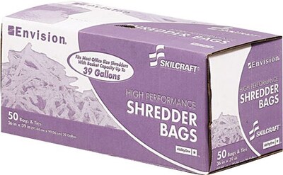 AbilityOne Envision Heavy-Duty Shredder Bags, 39 Gallon, Clear, 36 x 39, 50/Bx