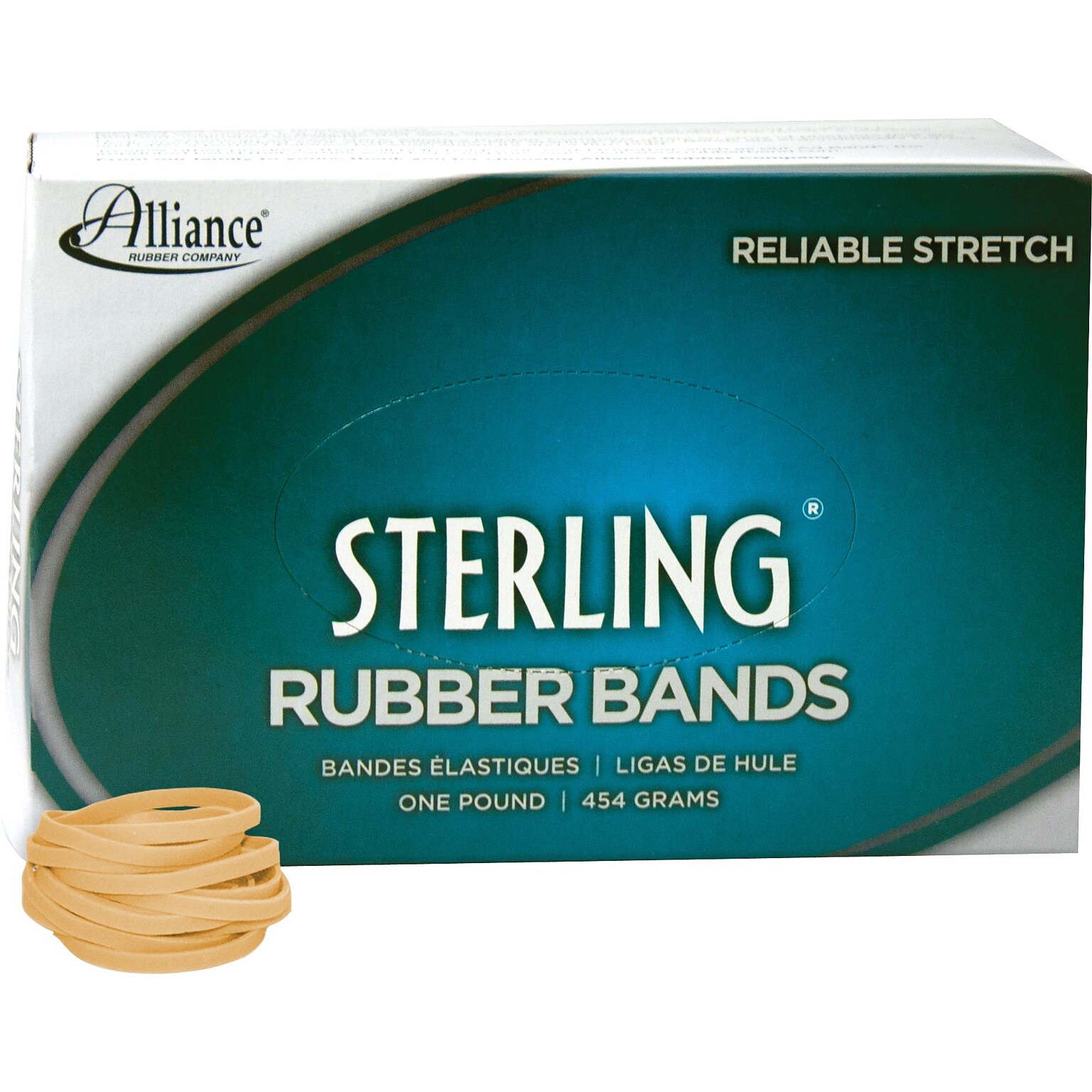 Alliance Ergonomically Correct Boxed Rubber Bands, Size 30, 2 x 1/8, Approx. 1,500, 1 lb. Box
