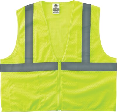 Ergodyne GloWear 8210Z High Visibility Sleeveless Safety Vest, ANSI Class R2, Small/Medium, Lime (21