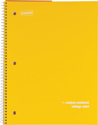 Staples® 1-Subject Notebooks, 8" x 10.5", College Ruled, 75 Sheets, Assorted, 48/Carton (27620CT)