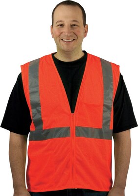 Protective Industrial Products High Visibility Sleeveless Safety Vest, ANSI Class R2, Orange, X-Larg