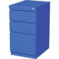 Hirsh HL10000 Series 3-Drawer Mobile Pedestal File Cabinet w/Full-Width Pull and Wheels, Letter-Width, Blue, 20D (19356)