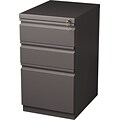 Hirsh HL10000 Series 3-Drawer Mobile Pedestal File Cabinet w/Full-Width Pull and Wheels, Letter-Width, Medium Tone, 20D (19354)