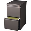 Hirsh HL10000 Series 2-Drawer Mobile Pedestal File Cabinet w/Full-Width Pull and Wheels, Letter-Width, Medium Tone, 20D (19358)