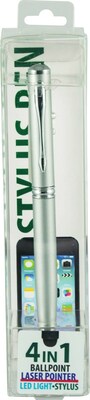Monteverde 4-in-1 Multifunction Laser/Stylus/Flashlight/Ballpoint Pen, Medium Point, Silver (MV73423