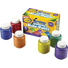 Crayola 6-color Glitter Washable Kids Paint, Assorted Colors, 2 oz., 6/Set (54-2400)