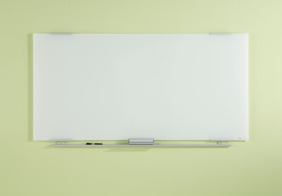 Iceberg Clarity Glass Dry-Erase Board, Aluminum Brackets, 72W x 36H (ICE31160)