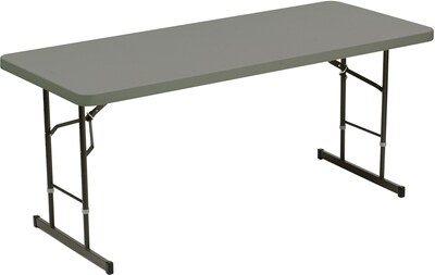 Iceberg® Adjustable Height Folding Tables, 72 x 30, Charcoal