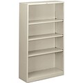 HON® Brigade Steel Bookcase, Light Gray, 4-Shelf, 59H