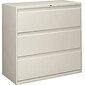 Hon® Brigade® 800 Series 3-Drawer Lateral File Cabinet, Light Gray, Legal (893LQ)