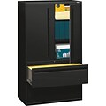 HON® 700 Series 2 Drawer Lateral File Cabinet w/Roll-Out & Posting Shelves, Black, Letter/Legal, 42