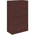 HON 10500 Series 4 Drawer Lateral File Cabinet, Mahogany Finish, 36W (10516NN) NEXT2018 NEXT2Day