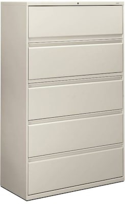 HON® Brigade™ 800 Series Lateral File Cabinet, 42 Wide, 5-Drawer, Light Gray