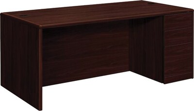 HON 10700 Series 72"W Single Right Pedestal Desk, Mahogany (10787RNN)