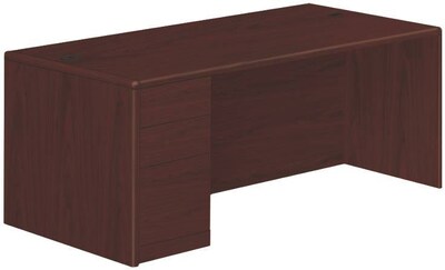 HON® 10700 Series Office Suite in Mahogany, Single Left Pedestal Desk