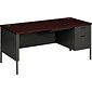 HON® Metro Classic Right Pedestal Desk, 1 Box/1 File Drawers, 66"W, Mahogany Laminate, Charcoal Finish NEXT2018 NEXT2Day
