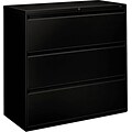 HON® Brigade® 800 Series Lateral File Cabinets, 3-Drawer, Black, 19.25D