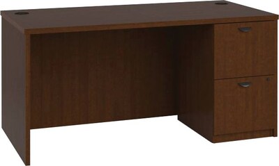 basyx by HON BL Laminate Bundle Solutions Desk with 1 Pedestal, Medium Cherry, 60 x 30